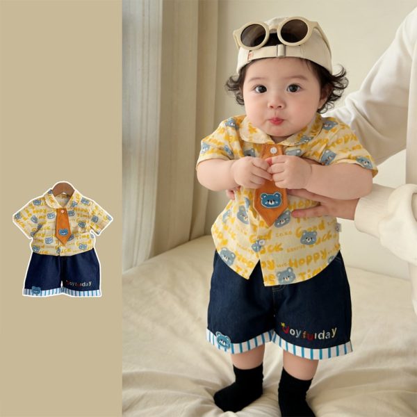【73-100cm】セットアップ ブルー クマ柄 可愛い子供服
