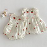【66-110】ロンパース/ワンピース チェリー柄 姉妹服 おしゃれ - 画像 (7)