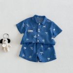 【73-110】セットアップ デニム ツリー柄 カジュアル - 画像 (2)