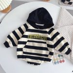 【66-90】ロンパース 帽子付き ボーダー 可愛い ベビー服 - 画像 (8)