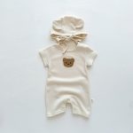 【66-90】ロンパース 半袖くま ワッペン ワッフル ベビー服 - 画像 (4)