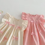 【80-130】ワンピース ベビー 女の子 肩フリル リボン - 画像 (9)