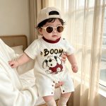 【66-90】ロンパース BOOMドッグプリント 可愛い ベビー服 - 画像 (5)