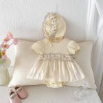 【66-90】ロンパース クリーム ワンピース風 おしゃれ 可愛い - 画像 (4)