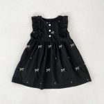 【90-130】ロンパースorワンピース 蝶結び柄 ブラック 姉妹服 - 画像 (12)