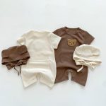 【66-90】ロンパース 半袖くま ワッペン ワッフル ベビー服 - 画像 (3)
