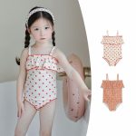 【80-130】水着 ドット フリル 可愛い 女の子 スイムウェア