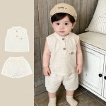 【66-90】セットアップ ノースリーブ ベージュ シンプル 着心地良い - 画像 (3)