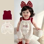 【73-100】サロペット&シャツ 可愛い フラワー柄 セットアップ - 画像 (2)