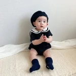 【66-90】ロンパース ベビー 丸襟 セーラー風 - 画像 (6)