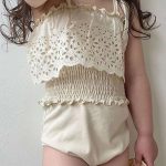 【80-130】水着 透かし彫りデザイン ストラップ スイムウェア - 画像 (3)