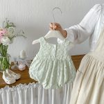 【66-90】ロンパース 蝶結び グリーン 女の子 ロンパース - 画像 (5)