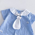 【66-90】ロンパース ストライプ ブルー ベビー服 - 画像 (7)