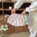 【73-100】ベビー 女の子 リボンフリル ショートパンツ - 画像 (3)