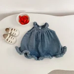 【73-130】デニムセットアップ ベビー 女の子 ハルターネック - 画像 (10)