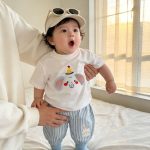【80-120】セットアップ ゾウ柄 シャツ＆ストライプパンツ - 画像 (3)