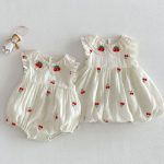 【66-110】ロンパース/ワンピース チェリー柄 姉妹服 おしゃれ - 画像 (3)