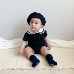 【66-90】ロンパース ベビー 丸襟 セーラー風 - 画像 (5)