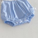 【66-90】ロンパース ブルー ストライプ レース 可愛い ベビー服 - 画像 (9)