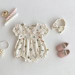 【66-100】ロンパース 花柄 半袖 女の子 おしゃれ