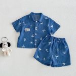【73-110】セットアップ デニム ツリー柄 カジュアル - 画像 (3)