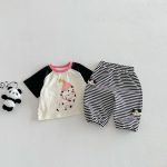 【73-120】ボーダーパンツ 可愛い 履きやすい 女の子 男の子 ボトムス - 画像 (9)