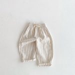 【73-120】ロングパンツ ストライプ柄 リネン コットン - 画像 (5)