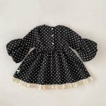 【80-130】ワンピース パフスリーブ ドット 可愛い 女の子 - 画像 (8)