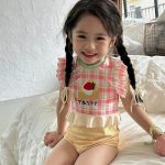 【90-140】水着 可愛い カラフル チェック柄 フリル - 画像 (4)