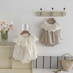 【66-90】ロンパース ベビー おしゃれ フリル襟 刺繍 - 画像 (3)