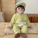 【66-90】ロンパース ゾウ柄 グリーン 可愛い 肌触り良い ベビー服 - 画像 (9)