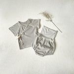 【66-90】セットアップ ベビー 韓国風 無地 ワッフル - 画像 (5)