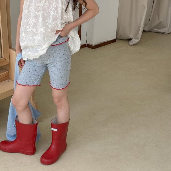 【80-130cm】ショートパンツ 女の子 可愛い フリルバタフライ柄