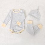 【66-90】ロンパース&レギンス&帽子 ボーダー 肌触り良い シンプル カラフル ベビー服 - 画像 (7)