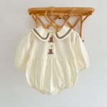 【66-90】ロンパース クマ柄 セーラー風 シンプル 着心地良い ベビー服 - 画像 (10)