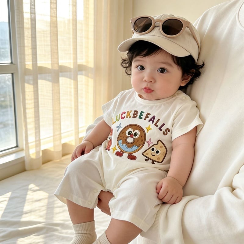 c828f4d6ea711919f00d190f154e3bd3.jpg 【66-90】ロンパース 可愛い クッキー 半袖 ベビー服 - 画像 (1)