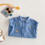 【66-90】デニムロンパース 恐竜刺繡 肌に優しい ベビー服 - 画像 (7)