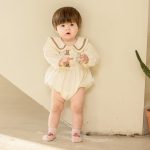 【66-90】ロンパース クマ柄 セーラー風 シンプル 着心地良い ベビー服 - 画像 (3)