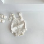 【66-100】ロンパース ニット編み シンプル 着心地良い ベビー服 - 画像 (10)