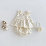 【73-110】セットアップ リボン付き レース トップス&ブルマ - 画像 (2)