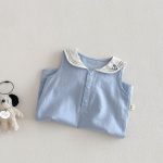 【66-90】ロンパース セーラー 無地 シンプル 着心地良い ベビー服 - 画像 (6)