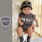 【66-90】ロンパース hey you シンプル 可愛い ベビー服