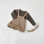 【73-100】サロペット ショートパンツ ベビー 韓国風 シンプル - 画像 (4)
