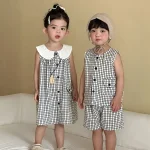 【80-150】チェックセットアップ or ワンピース ノースリーブ - 画像 (3)