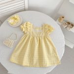 【66-130】ロンパースorワンピース イエロー チェック 姉妹服 - 画像 (5)