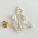 【66-90】ロンパース レース フラワー ベビー服