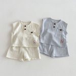 【73-110】セットアップ ペット柄 ノースリーブ 着心地良い 子供服 - 画像 (3)
