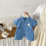 【66-90】デニムロンパース ペット柄 ベビー服 - 画像 (3)