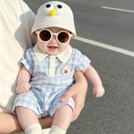 【66-90】ロンパース クマ柄 チェック 可愛い ベビー服 - 画像 (6)
