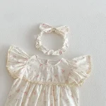 【66-140】ロンパース or ワンピース ベビー 女の子 花柄 肩フリル - 画像 (11)